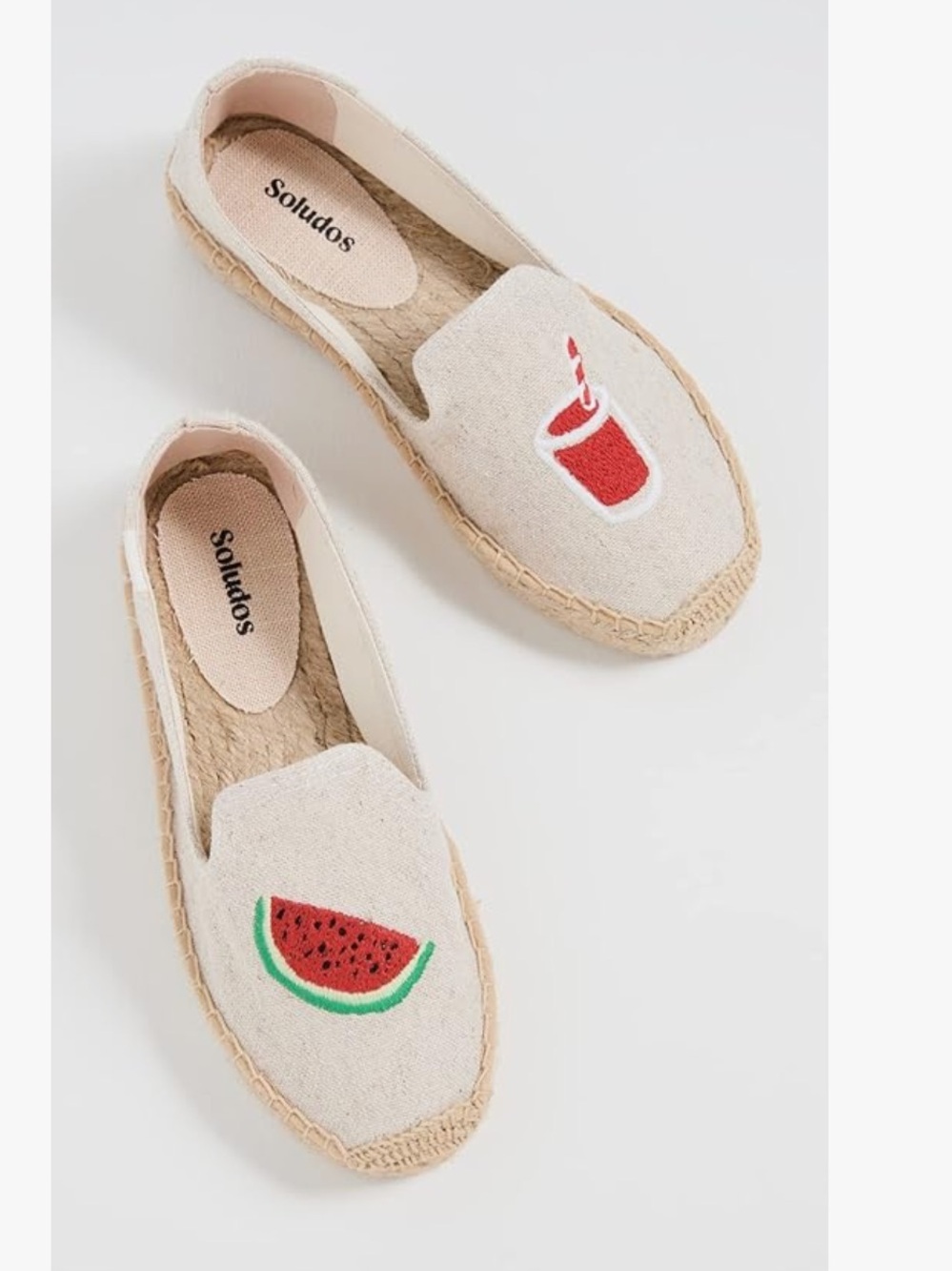 Soludos Watermelon Juice Platform Espadrilles natural sand patch novelty 8.5 new